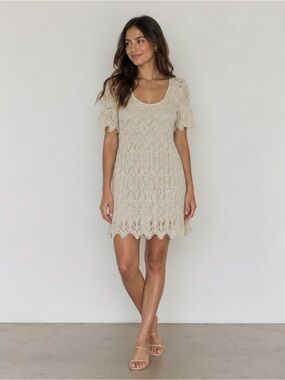 pins and needles white lace dress Pins & Needles Mini Dress Romantic Mesh & Lace Cream Dress Size 8